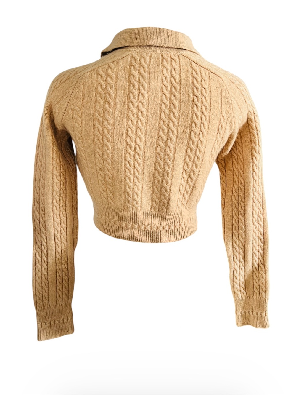 Sandro Tan  Wool Cable Knit Zipper Crop
Cardigan Size 0 NWOT - Picture 14 of 15
